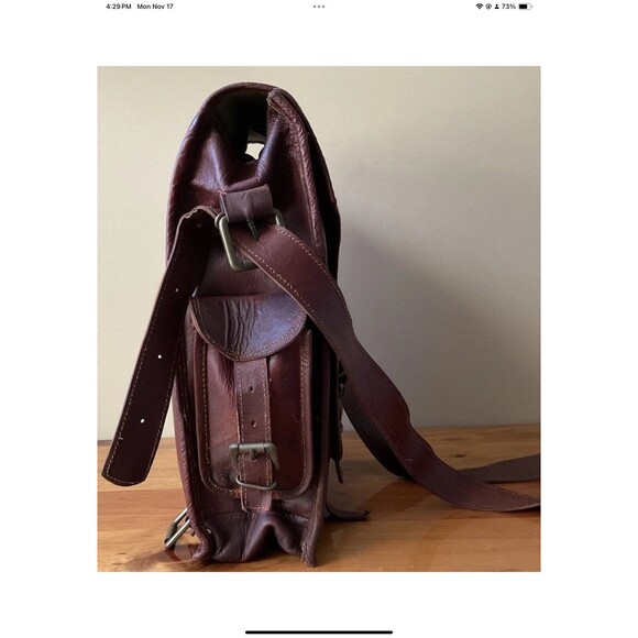 Genuine Leather Mens Large Brown Converter Backpack/Satchel Laptop Briefcase VTG - Picture 3 of 11